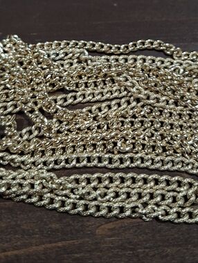Vintage West Germany Multi Strand Gold Tone Chain Necklace 50" Long Layered